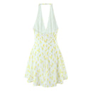 Vestido Feminino Branco com Renda Bordada e Halter - Sem Manga Costas Abertas Sexy Linha A Festa 2025