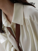 Women's Oversized Long Sleeve Blouse 2026 Summer New Arrival Tie Neck Shirt Loose Fit Office Elegant Fashion