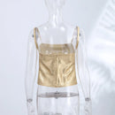 Women's Corset Tops Bandage Stripe Spaghetti Strap Crop Top Square Neck Bodycon Stretch Partywear Chic Lady Sleeveless Clubwear