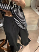 Elegant White Wide Leg Pants Women Fashion Streetwear Linen Black Baggy Pants Summer Korean High Waist Casual Straight Trousers