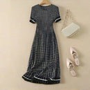 Pleated dress, women's waist collection, short sleeved floral long skirt, elegant 2026 summer new style DRESS