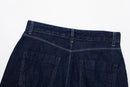 Women Casual Navy Blue Denim Shorts Set V-neck Short Sleeves Cropped Shirt High Waist Solid Color Shorts Skirt Female Suits