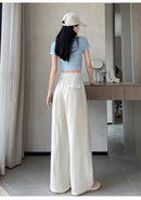 Cotton and Linen Women's Wide Leg Full Pants High Waist Summer Female Elegant Minimalism Straight Loose Trousers 2026 Autumn