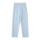 High Waist Solid Pants for Women Casual Basic Ankle Trousers with Pockets Zipper Fly Office Wear Pants Pantalones Mujer