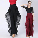 Dance Wide Leg Pants Women's High Waist Pants Lotus Leaf Side Wild Dangling Feel Training Pants 2022 New Dance Female pants
