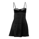 Vestido Mini de Cetim com Renda e Costas Abertas - Y2K Streetwear