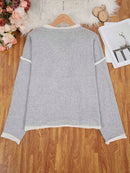New Women's V-Neck Knit Sweater White Trim Plus Size Casual Fashion Pullover Bohemian Top for Fall Winter Chic y2k clothing