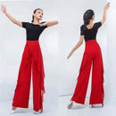 Dance Wide Leg Pants Women's High Waist Pants Lotus Leaf Side Wild Dangling Feel Training Pants 2022 New Dance Female pants