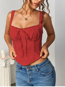 NewAsia Women's Sleeveless Spaghetti Strap Lace Crop Corset Top Backless Double Layer Fashion Casual Party Cami Bustier Tops