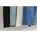 Women's High Waist Jeans 2025 Spring Fall Relaxed Straight Leg Raw Hem Floor-Length Vintage Inspired Daily Uniform