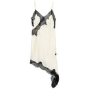 Vestido Slip Assimétrico de Renda e Cetim - Festa e Balada