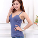 Sexy Women Crop tops Padded spaghetti strap Tank Top Women  built in bra off shoulder Camisole Seamless Tank Lingerie Underwear