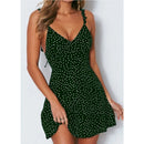 Vestido Mini de Verão com Estampa de Bolinhas e Costas Abertas - Feminino