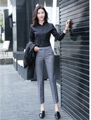 Black Gray Suit Pants Woman High Waist Pants Office  Formal Work Trousers Female Elegant Casual Straight Pants