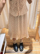 Red Floral Midi Skirts Woman Summer Lace Trim A-line Long Faldas Female New Preppy Style All-match Sweet Cute Cotton Skirts Y2k