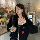 New Women Spring Autumn Knitted Cardigan Sweater V-neck Cropped Short Tops Korean Retro Outerwear Long Sleeve Sweaters Tops