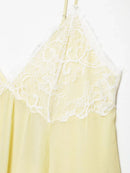 Vestido Curto Feminino Amarelo Chic com Alças e Renda - Sexy Cor Sólida Costas Abertas Praia Férias 2026