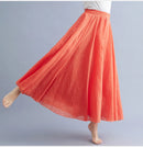 Boho Cotton Linen Beach Long Skirt Women Vintage Casual Solid A-line High Waist Dance Floor-Length Maxi Skirt Spring Summer New