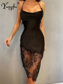 Vestido Mini Slip Feminino Sexy com Renda e Costas Abertas - Bodycon Curto Festa Clube Aniversário Noite Verão