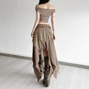 Pleated Stacked Women Skirts Classic Solid High Waist Straight Sheath Maxi Bottoms Female Elegant All-matched Streetwear