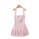 Vestido Feminino Branco com Renda Bordada e Halter - Sem Manga Costas Abertas Sexy Linha A Festa 2025