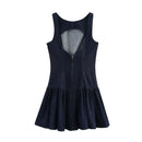 Vestido Jeans Feminino Mini com Costas Abertas - Chique Outono Inverno
