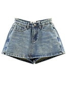 Saia Jeans Feminina Mini com Cintura Alta Slim - Coreana Cute Verão