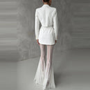 Elegant High Waist Slim Straight Trousers Sexy See Through Mesh Flare Pants for Women Summer Solid Commute Lady Long Pants Mujer