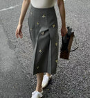 Elegant Crystal Pleated Skirts For Women Spring Autumn Winter 2025 New Solid Korean Skirt High Waist A-line Faldas Dress Female