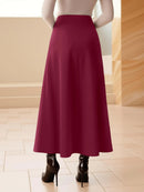 Women Midi Skirt High Waist A line Flowy Style Breathable Fabric Ideal for Casual Streetwear Dates  Classic Colors