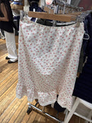 Red Floral Midi Skirts Woman Summer Lace Trim A-line Long Faldas Female New Preppy Style All-match Sweet Cute Cotton Skirts Y2k