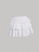 Pleated Mini Skirt Women Solid Color Sexy Folds Drawstring Leace-up Simple All-match Short Skirts Fashion Hot Girl Streetwear