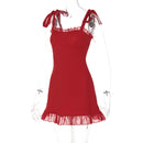 Vestido Mini Feminino Elegante com Babados e Bandagem - Sexy Slim Festa Aniversário