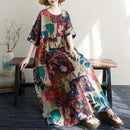 Boho Long Skirt Cotton Linen ort Sve round Ne fiti Flower plus Size Women Casual Summer Dr A-Line Skirt