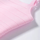 Women's Corset Tops Bandage Stripe Spaghetti Strap Crop Top Square Neck Bodycon Stretch Partywear Chic Lady Sleeveless Clubwear