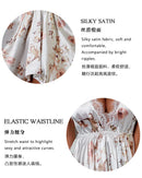 Vestido Feminino com Estampa e Alças de Cetim com Renda - Sexy Decote V Profundo Costas Abertas Elegante Verão