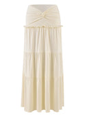 Women's Sexy Party Top Skirt Sets  V Neck Pleated Hem Halter Vest Low Waist Slim Fit Long Skirt 2026 New Lady Beach Dresses