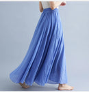 Boho Cotton Linen Beach Long Skirt Women Vintage Casual Solid A-line High Waist Dance Floor-Length Maxi Skirt Spring Summer New