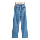 Women's High Waist Jeans 2025 Spring Fall Relaxed Straight Leg Raw Hem Floor-Length Vintage Inspired Daily Uniform