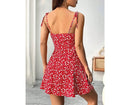 Vestido Curto Feminino Floral com Alças Finas - Sundress Praia Verão 2025