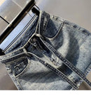 Oversize Retro Diamond Denim Mini Skirt for Women Summer High Waist Shiny Rivet Slim Skirts Gradient Black Grey Jean Skirts