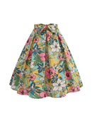 Floral Print Summer Skirt Women High Waist Swing 50s Vintage Retro Rockabilly Midi Pleated Skirts Faldas