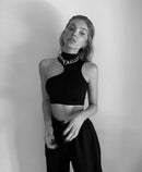Women High Neck Crop Tank Top With Cut Out Detail Active Asymmetric Crop Tank Top