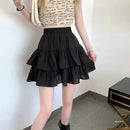 Pleated A-line Skirt White Women Ruffles Sweet Hottie Preppy Style Elastic Elastic Waist Slim Thin SimpleCasual Summer Wholesale