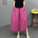 Women High Waist Bloom Wide Leg Pants Summer Quick Dry Breathable Loose Cropped Pants Plus Size