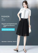 High Waist Wide Leg Pants Women Summer Loose Thin Chiffon Five-Quarter Length Anti-Light Skirt Trendy Casual Trousers