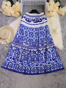 Women Skirt Long Skirts A Line Print Floral High Waist Y2k Streetwear Maxi Casual Loose Pleated Elegant Beach Party Beach 2025