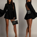 Vestido Feminino Elegante Linha A com Costas Abertas e Amarrão - Cor Sólida Cintura Marcada Estilo Executivo