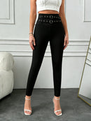Women's Black High Waist Skinny Pants Slim Fit Stretch Pants Spring Summer Elegant Fashion Slimming Casual Office Trousers