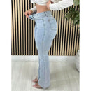 High Waisted Skinny Flare Jeans for Women Tummy Control Butt Lift Stretch Denim Pants Sexy Slimming Straight Leg with Pockets